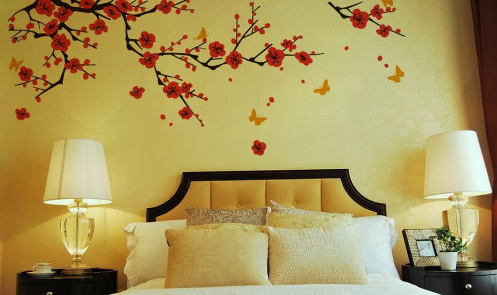 Image of: Adorable Cherry Blossom Wall Decor Bedroom Ideas