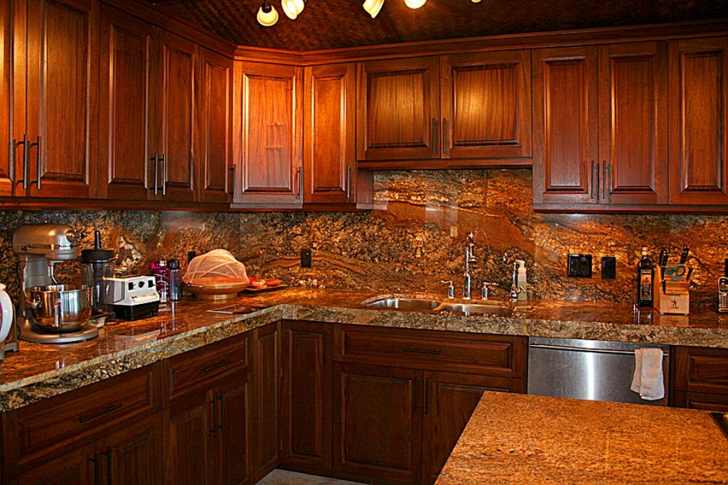 Image of: African Mahogany Cabinets Kitchen