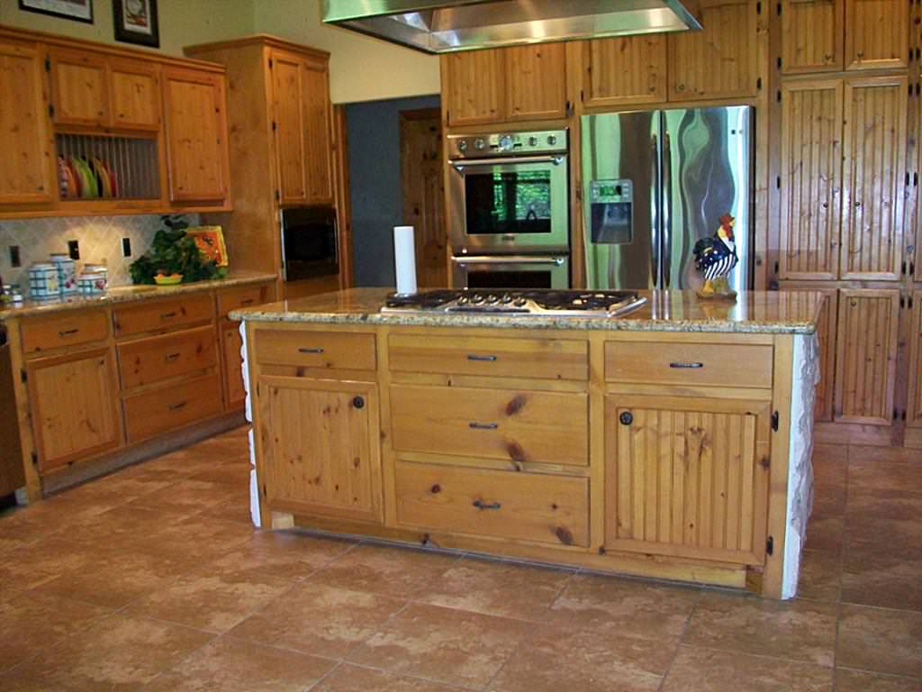 Image of: Amazing Knotty Pine Kitchen Cabinets