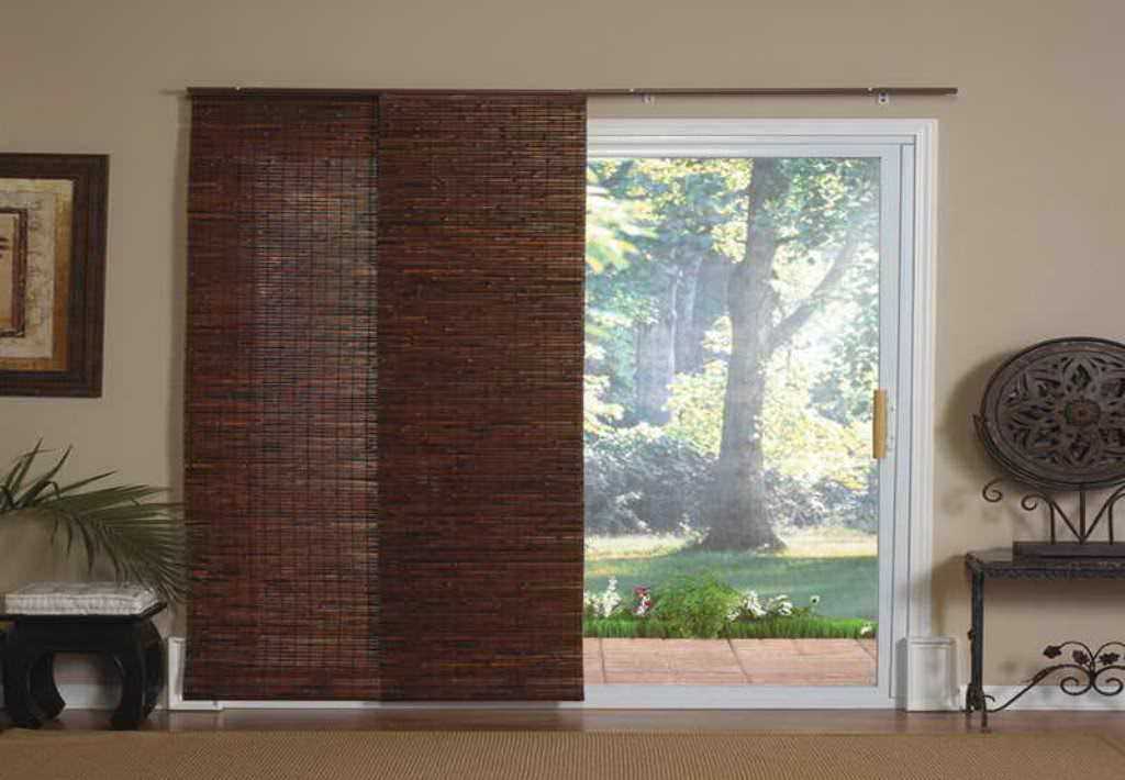 Image of: Beautiful Bamboo Window Shades For Sliding Door