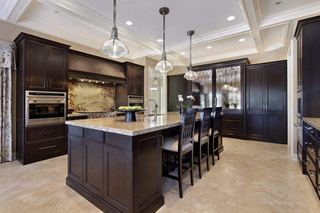 Image of: Black Cabinets With White Countertops