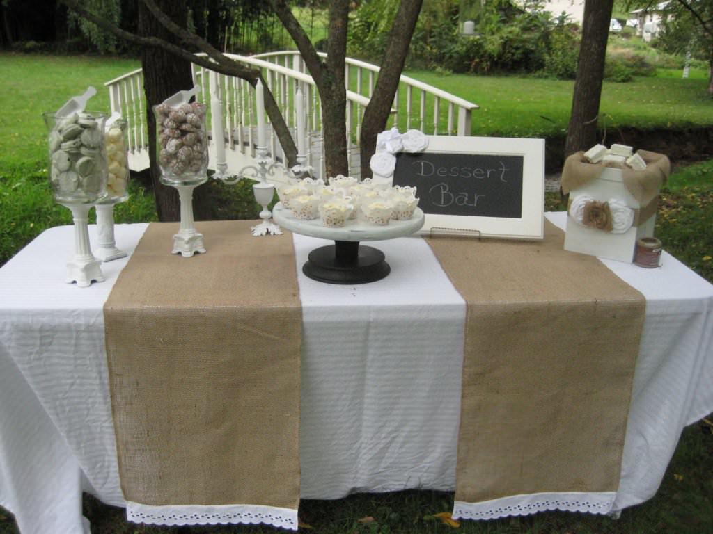 Image of: Burlap And Lace Table Runner Rental