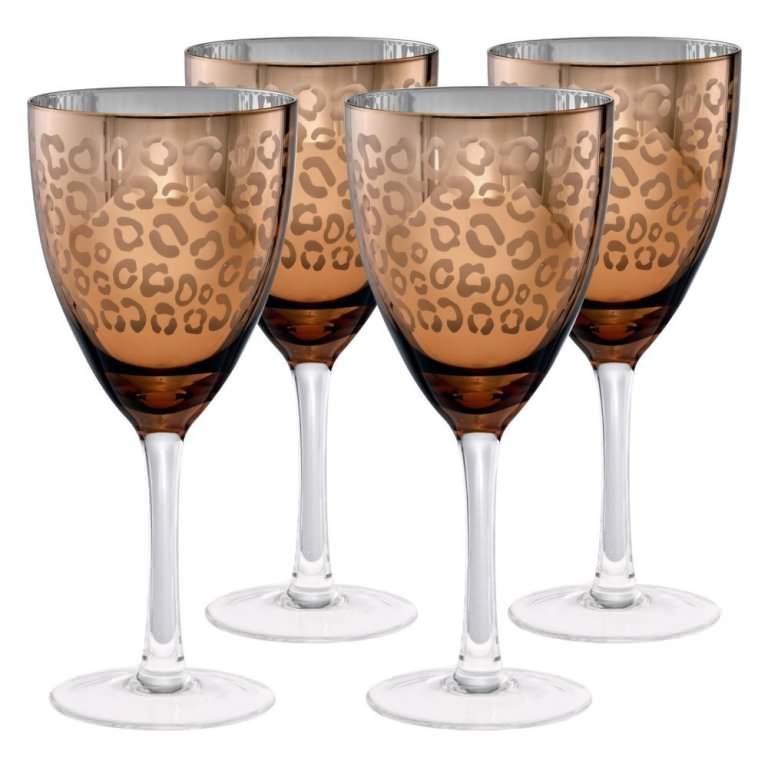 Image of: Cheetah Prints Decorative Wine Glasses
