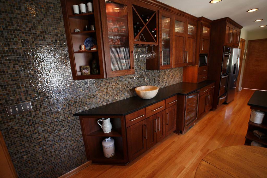 Dark Cherry Wood Kitchen Cabinets