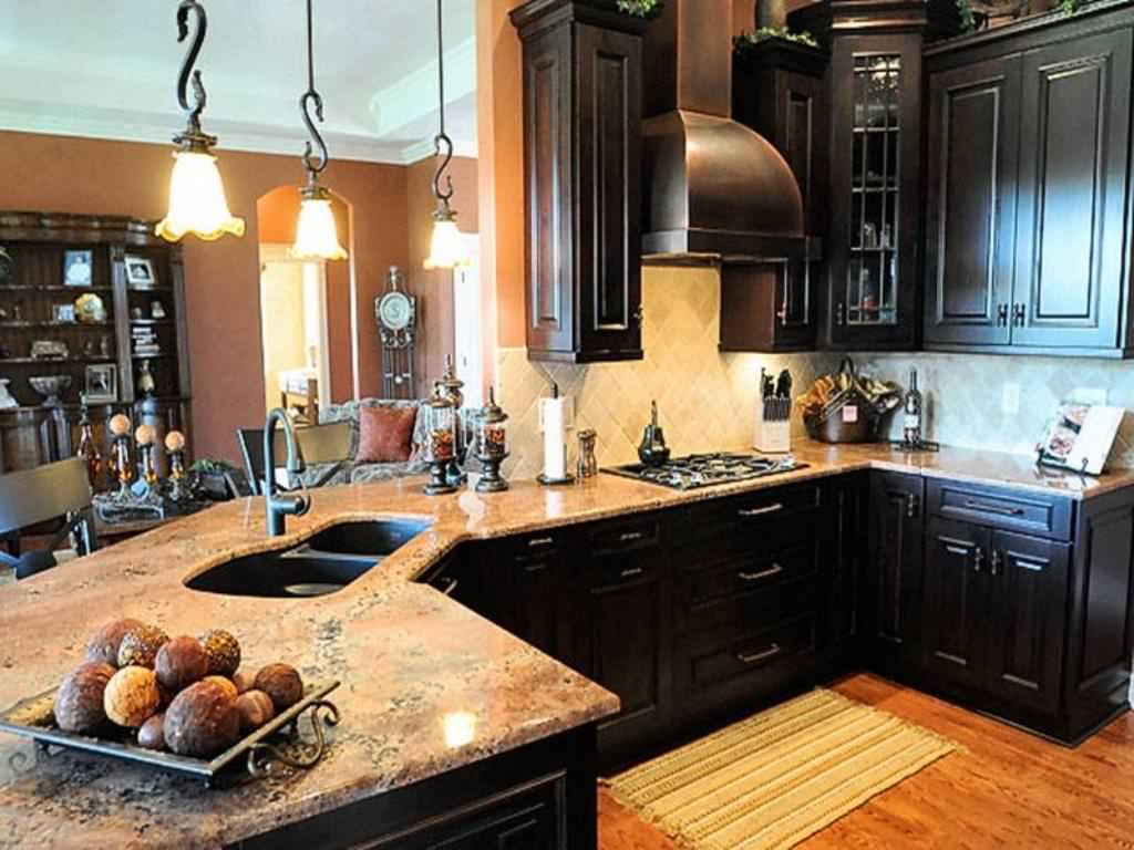 Image of: Dark Kitchen Cabinets With Light Floors