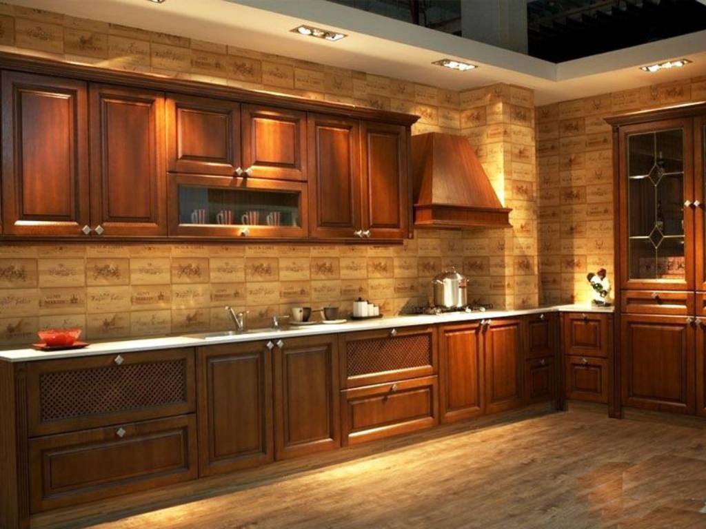 Image of: Dark Wood Kitchen Cabinets