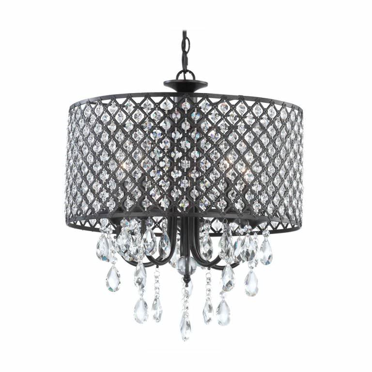 Image of: Drum Pendant Lighting With Crystals