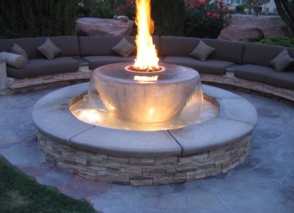 Image of: Firepit And Concrete Fountains Ideas