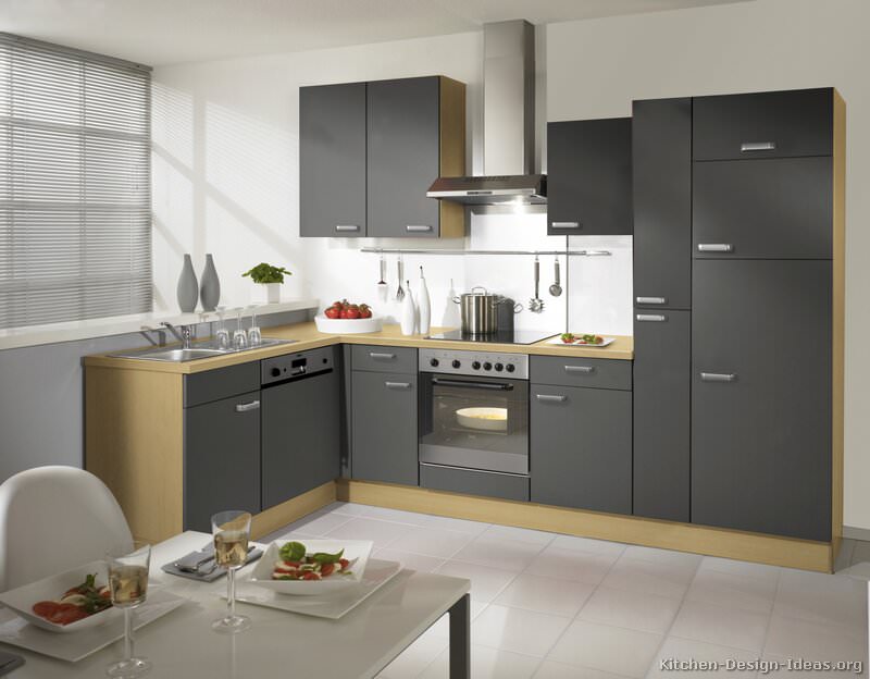 Image of: Gray Home Kitchen Cabinets