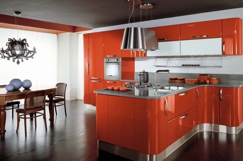 Image of: High Gloss Kitchen Cabinets Material