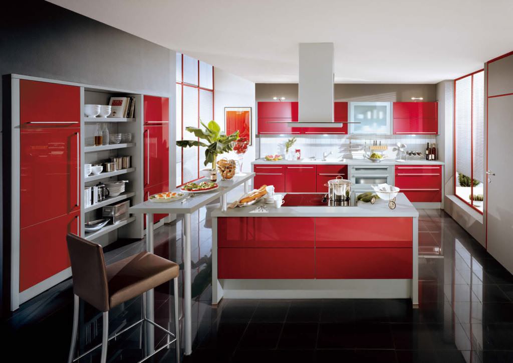 Image of: High Gloss Kitchen Cabinets