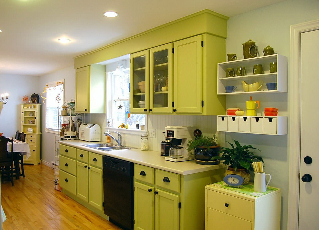 Image of: Ikea Green Kitchen Cabinets