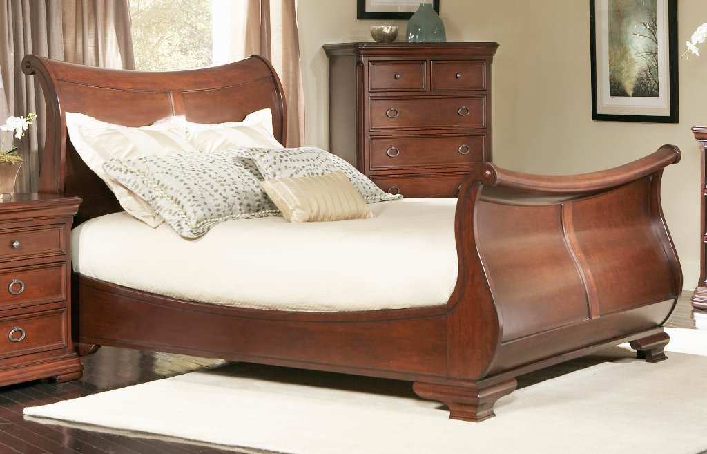 Image of: King Size Sleigh Bed Cherry