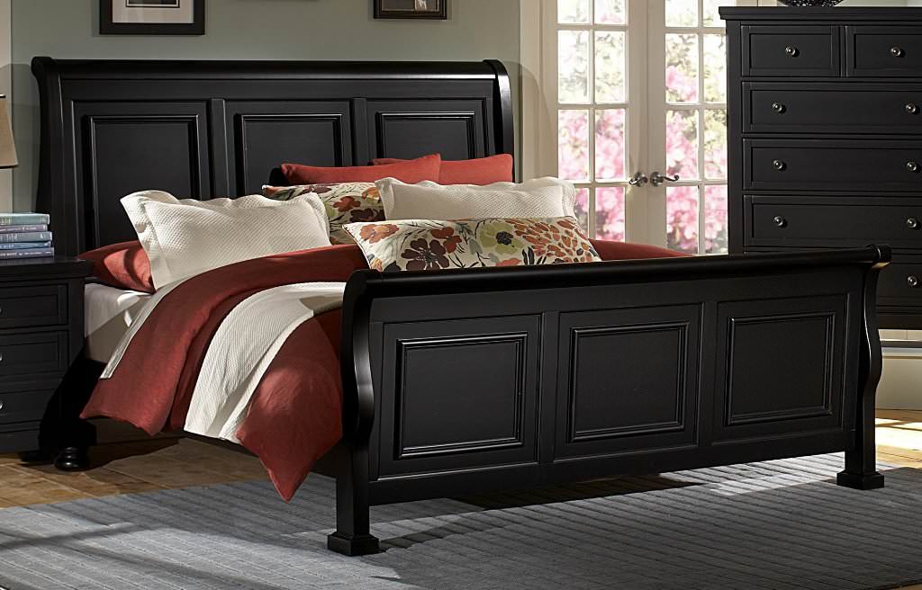 Image of: King Size Sleigh Bed Dark Wood