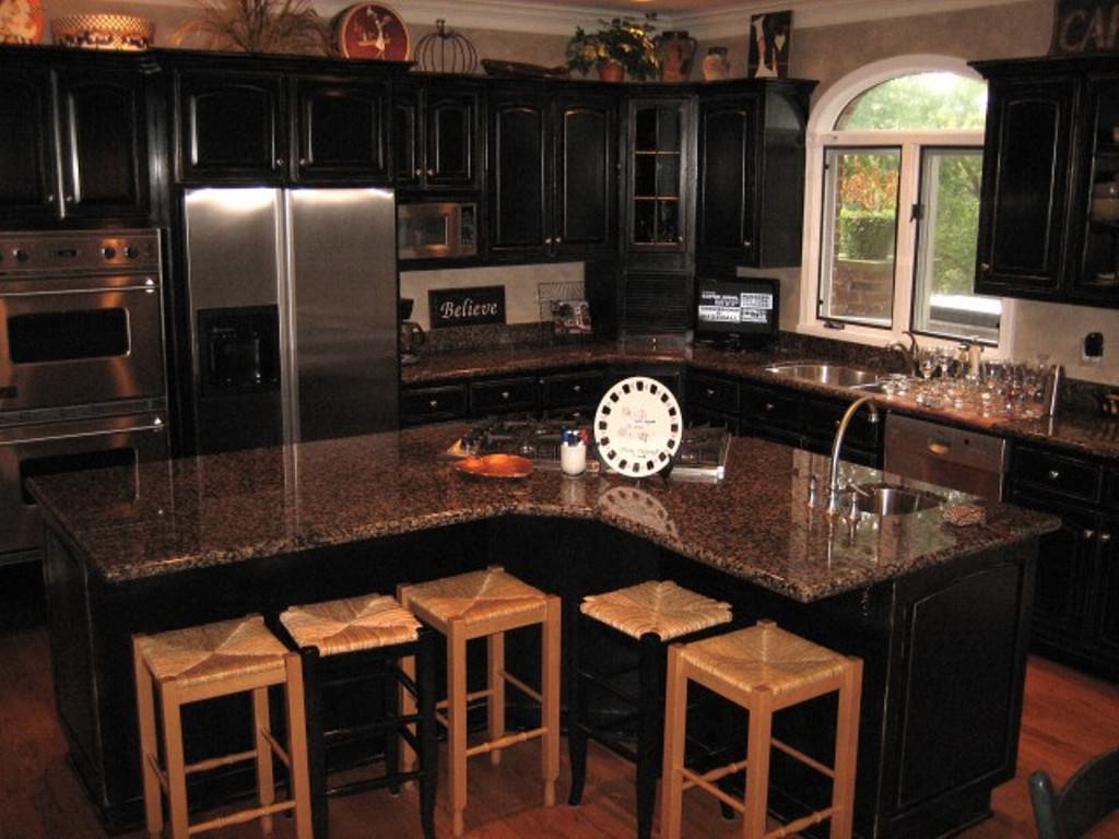 Image of: Kitchens With Black Cabinets
