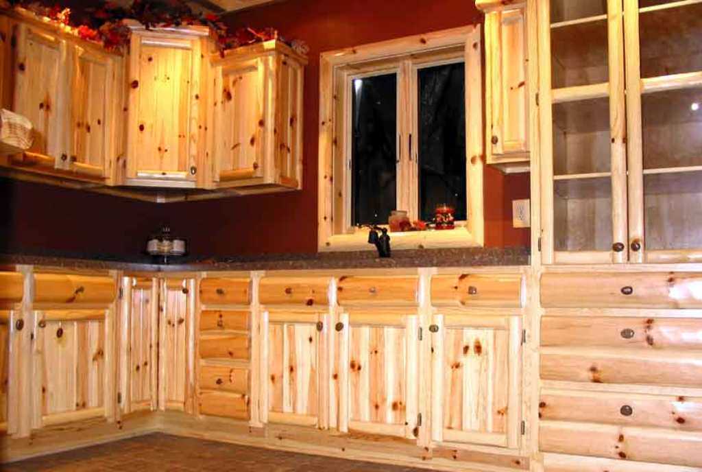 Image of: Knotty Pine Kitchen Cabinets For Apartment