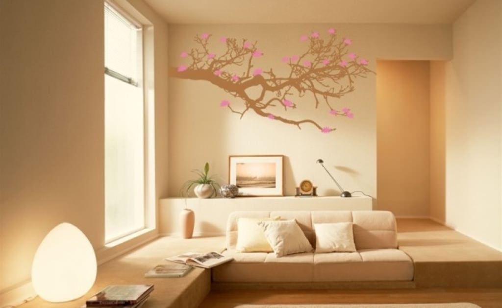 Image of: Large Cherry Blossom Living Room Wall Decor Ideas