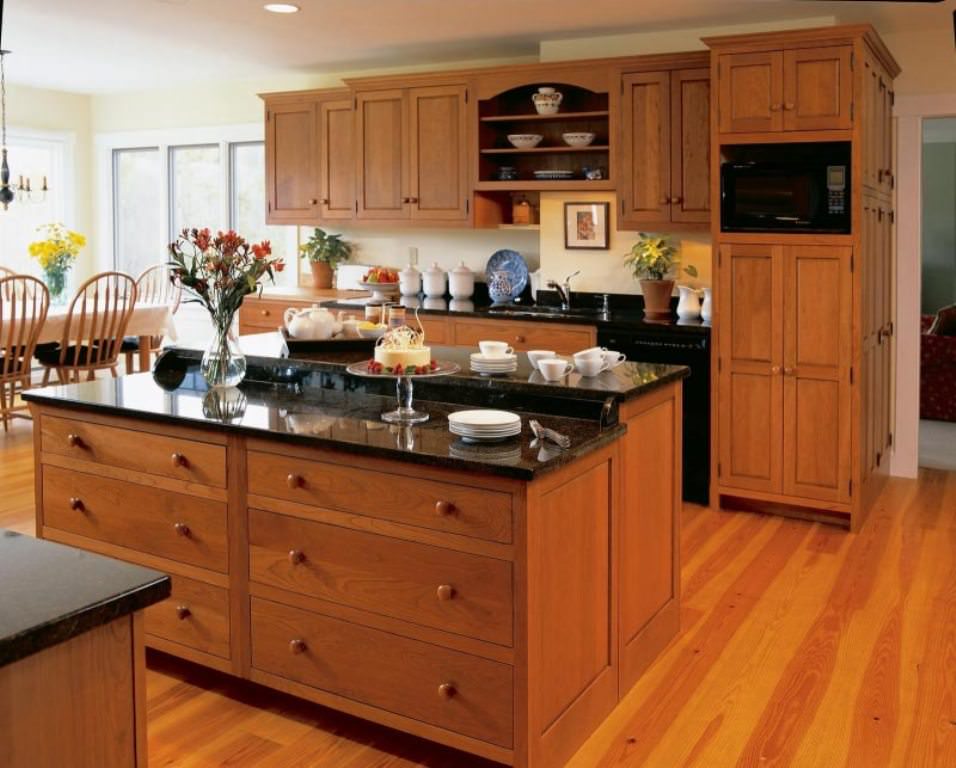Image of: Light Cherry Wood Kitchen Cabinets