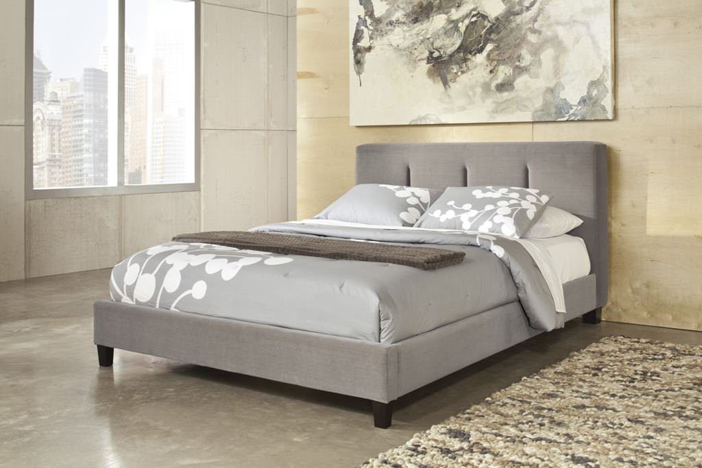 Image of: Oatmeal Draper Upholstered King Bed
