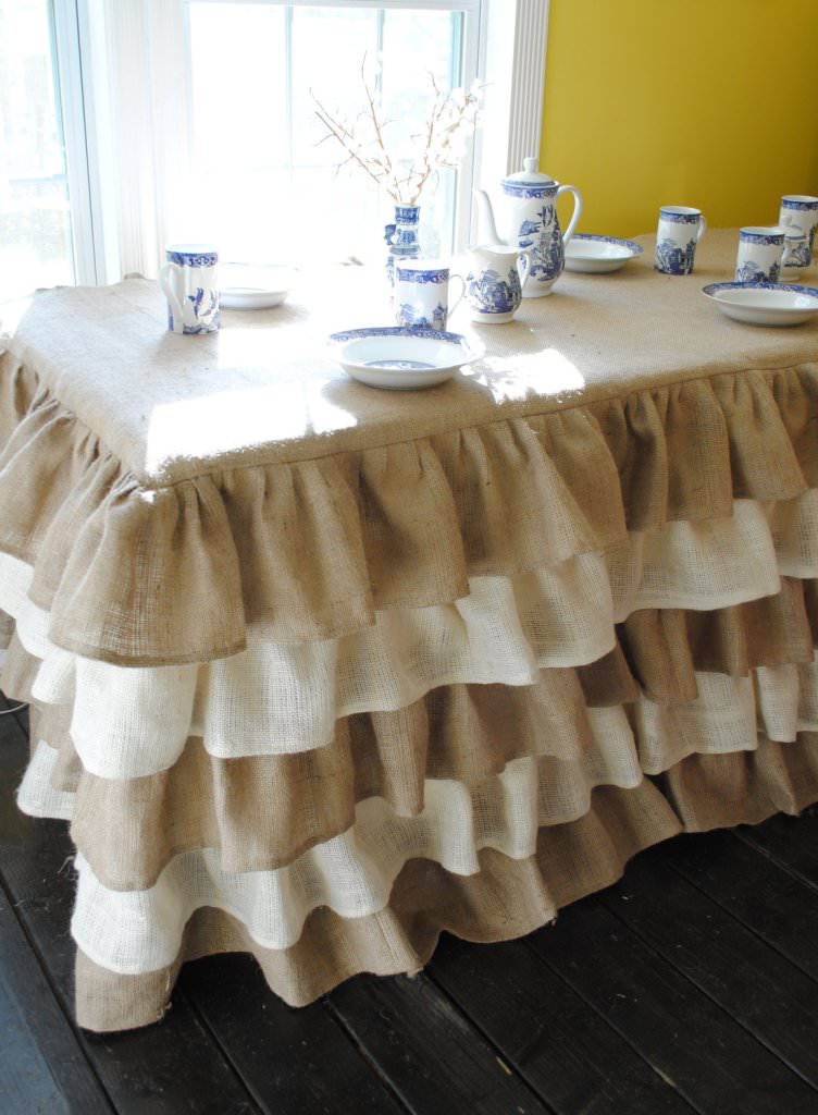 Image of: Round Burlap Tablecloth