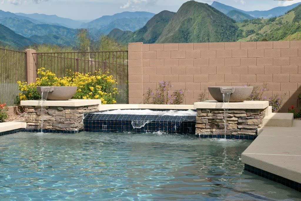 Image of: Swimming Pool And Concrete Fountains Ideas