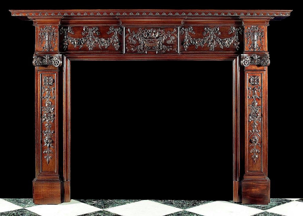 Antique Carved Wood Fireplace Mantels