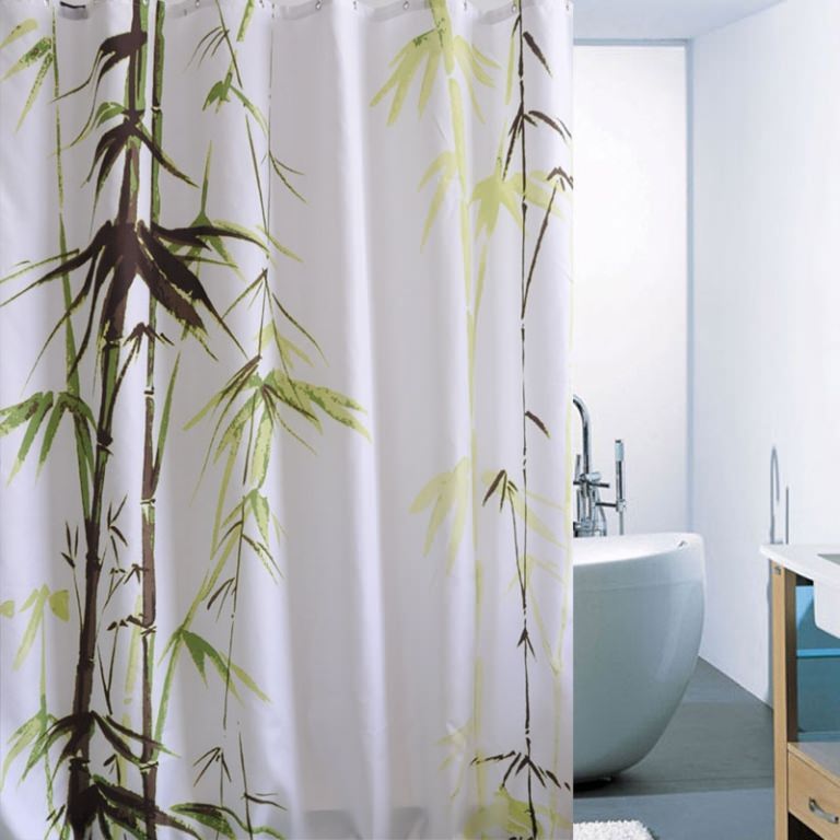 Image of: Bamboo Print Shower Curtain Design