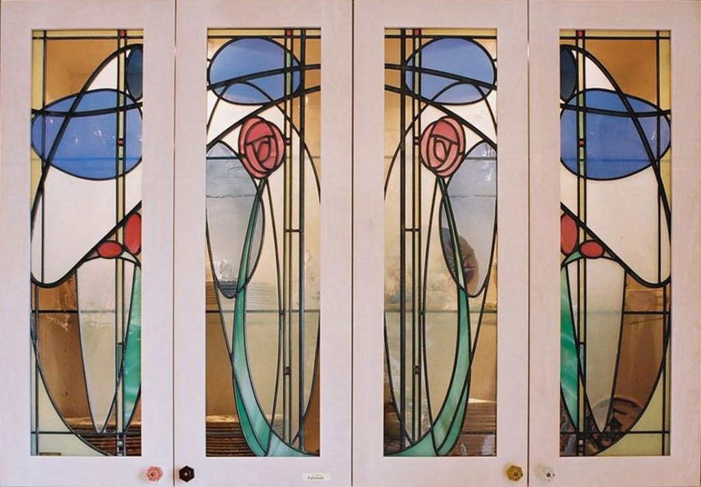 Image of: Decorative Stained Glass Designs Kitchen Cabinet