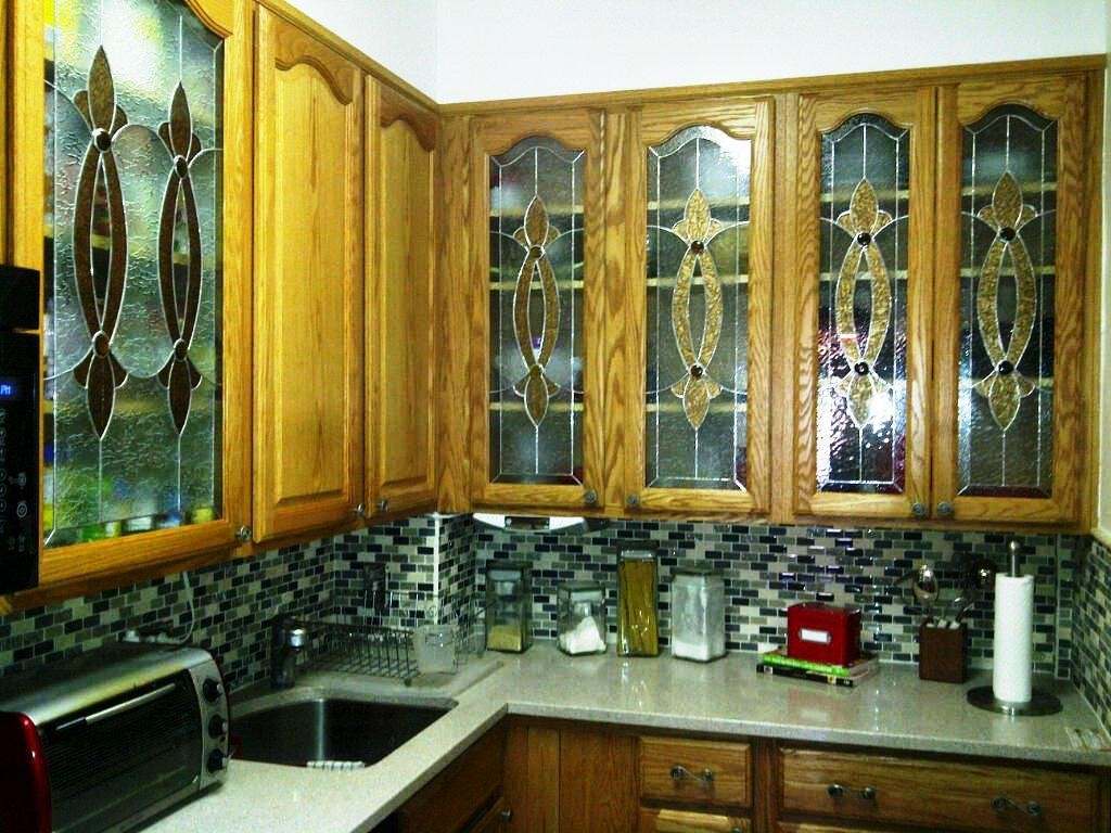Image of: Decorative Stained Glass Designs Kitchen Cabinets