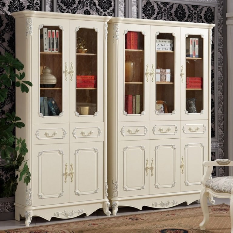 Image of: Glass Door Bookcase Antique