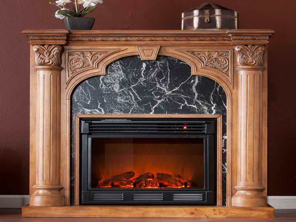 Image of: Vintage Wood And Marble Fireplace Mantels