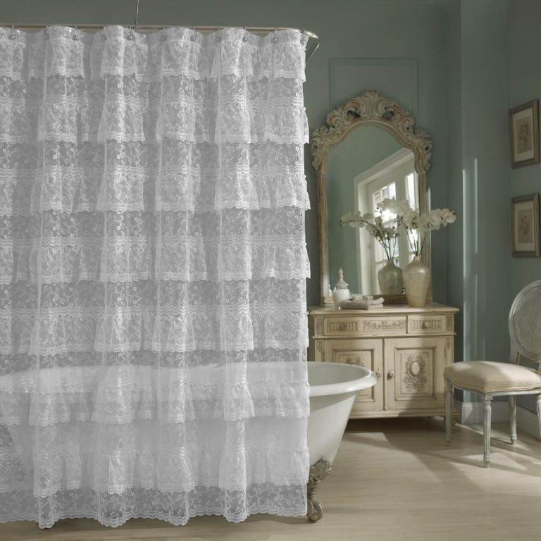 Image of: Country Ruffled Curtains For Bathroom