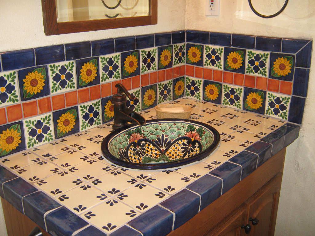 Image of: Mexican Tile Bathroom