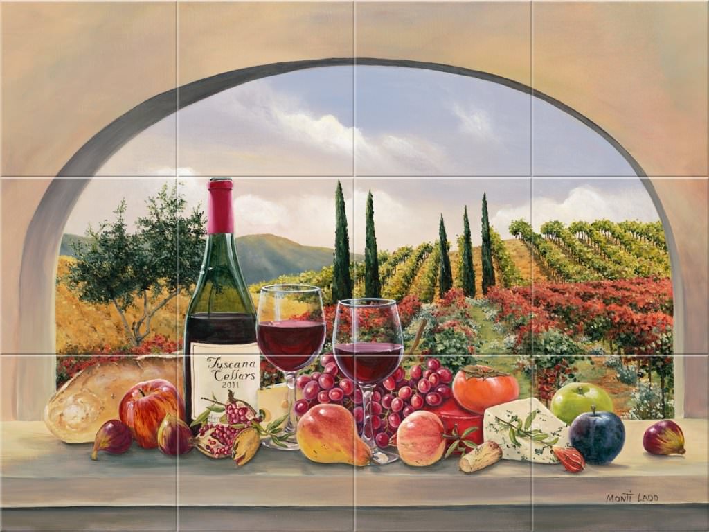 Image of: Tuscan Tiles Murals For Kitchen