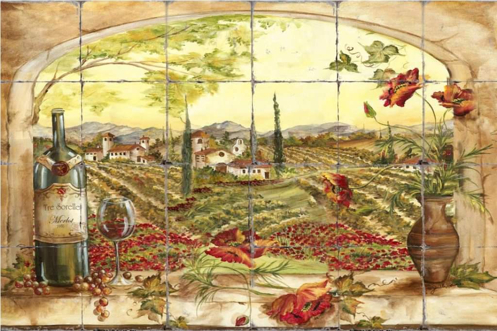 Image of: Tuscan Wall Murals Hand Painted