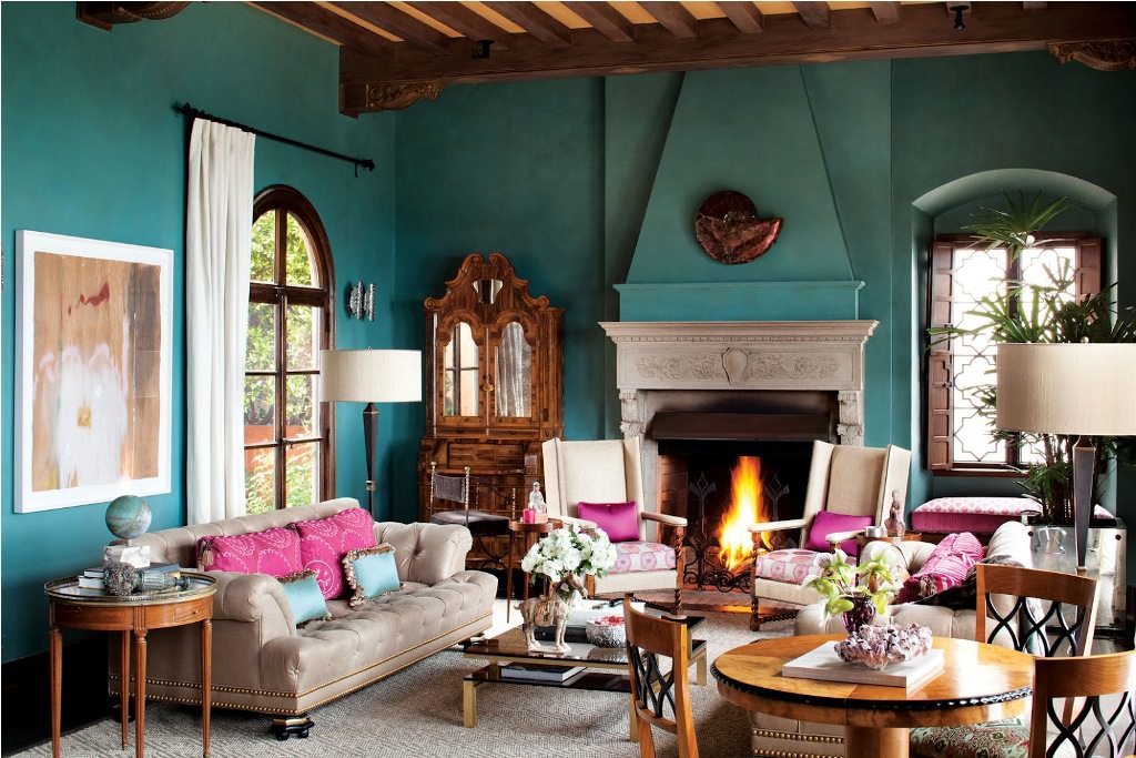 Image of: Brown And Turquoise Living Room Designs
