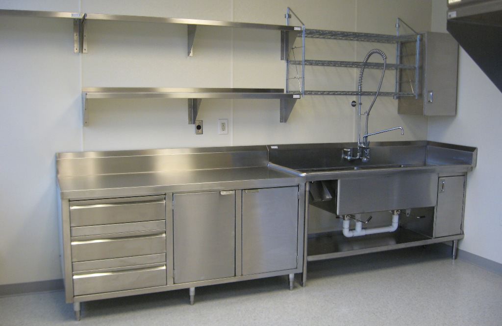 Image of: Stainless Steel Work Tables With Sinks