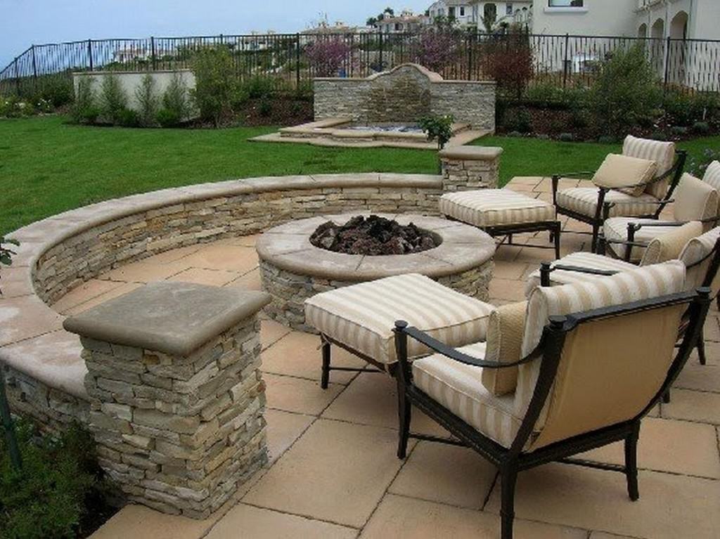 Image of: Best Stone Patio Designs With Fire Pit