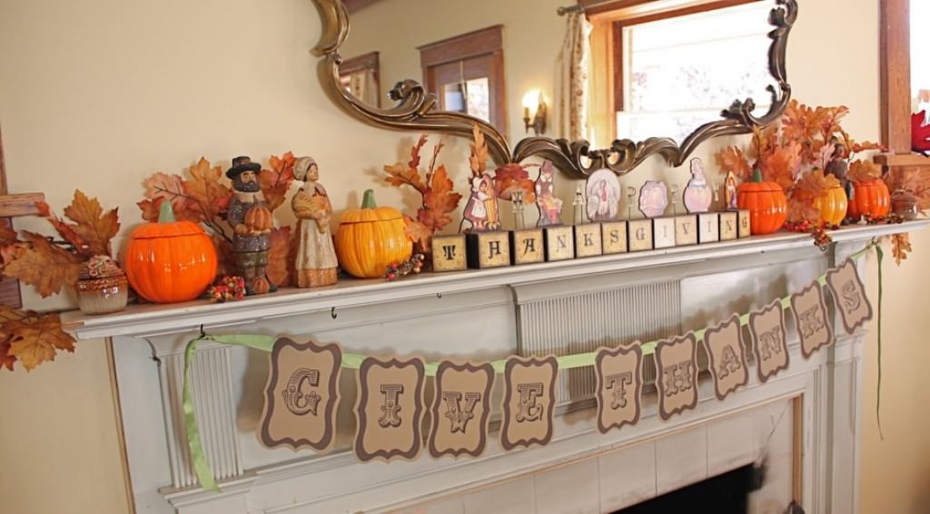 Image of: Decorating Thanksgiving Fireplace Mantel