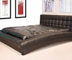 Black Leather Platform Bed