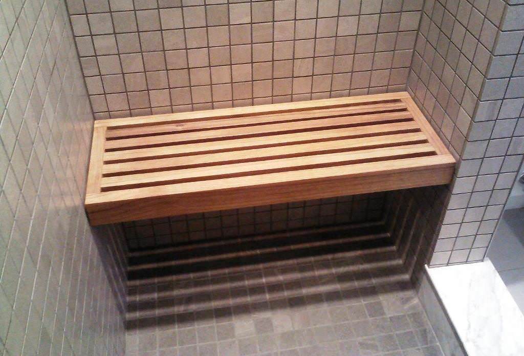 Image of: Teak Shower Bench