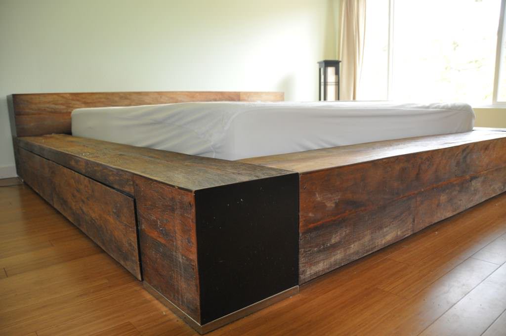Image of: Diy Bed Frame With Storage Drawers