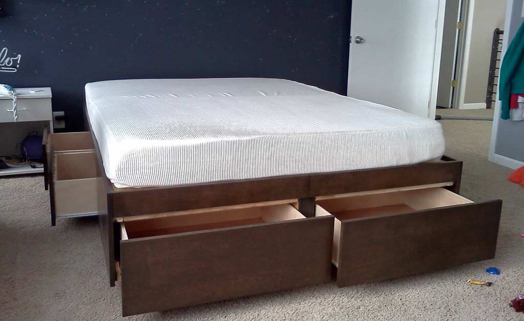 Image of: Diy Bed Frame With Storage Plans