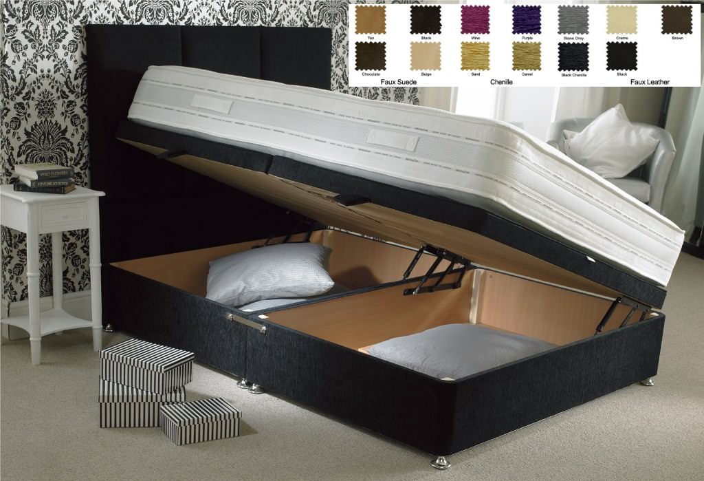 Image of: Fabric Ottoman Bed Storage