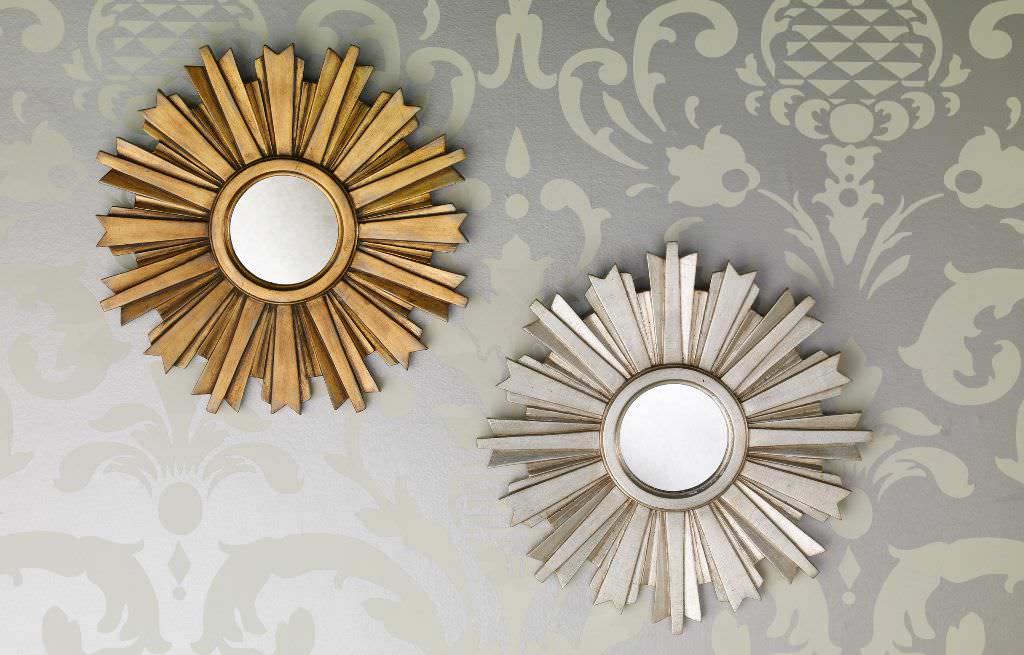 Image of: Small Sunburst Mirror Silver And Gold
