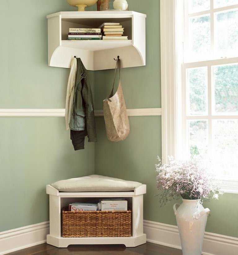 Image of: Corner Entryway Bench With Hanger