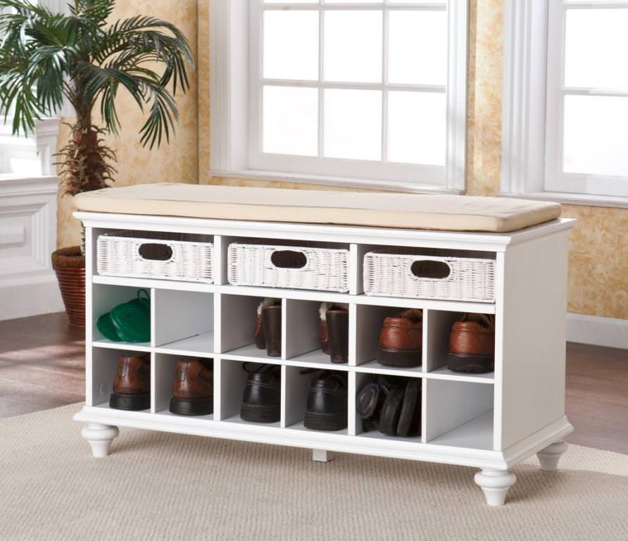 Image of: Corner Entryway Bench With Shoes Storage