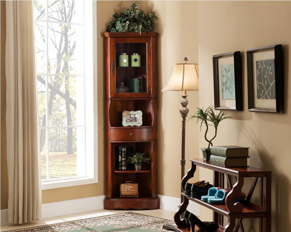 Image of: Tall Corner Accent Cabinet