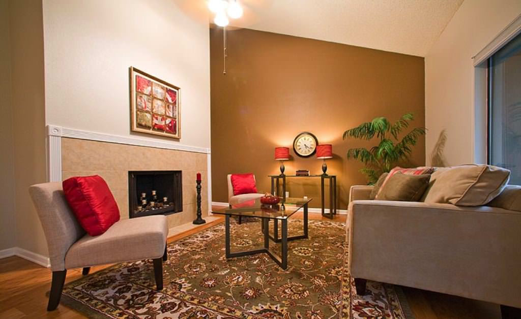 Image of: brown living room paint ideas with accent wall