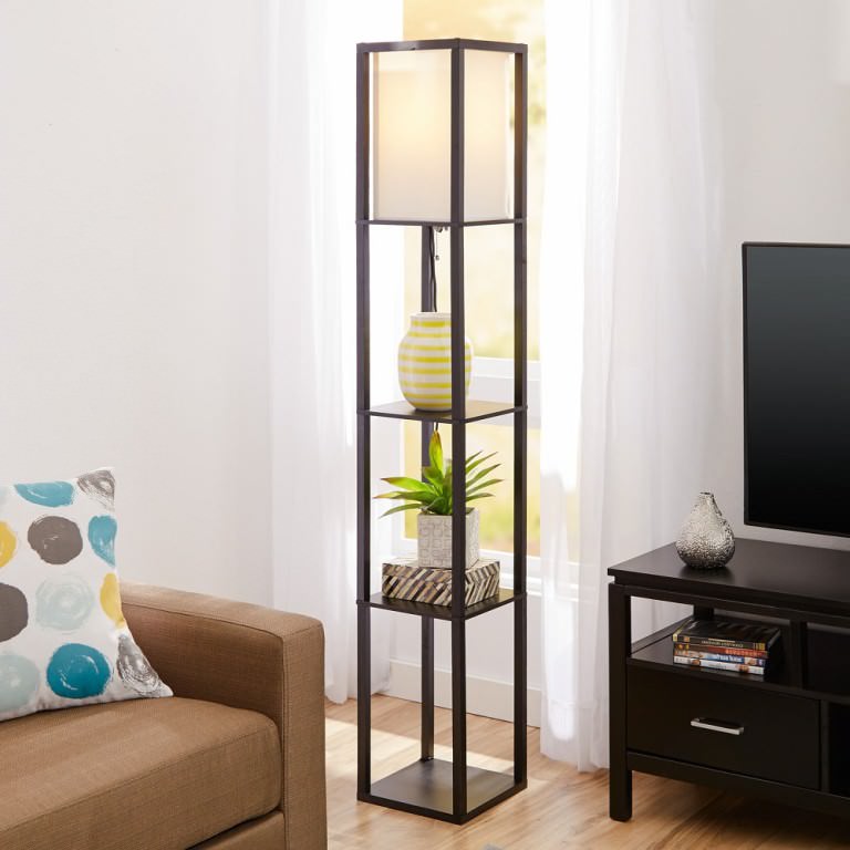 Image of: corner floor shelves lamp